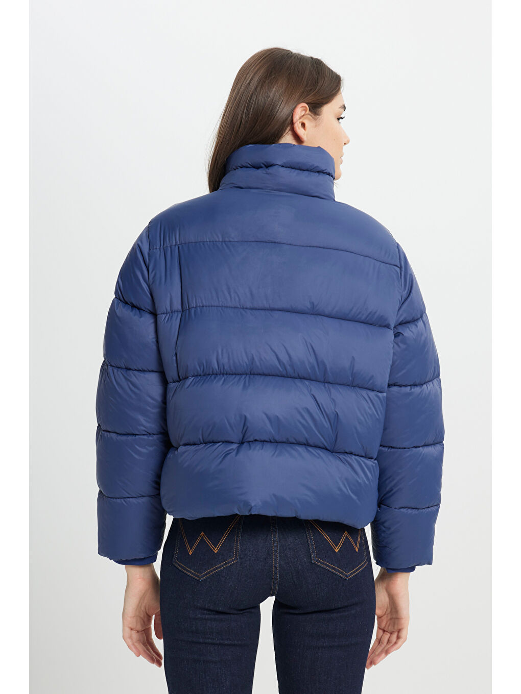 Loose Fit Rahat Kesim Lacivert Şişme Mont-6