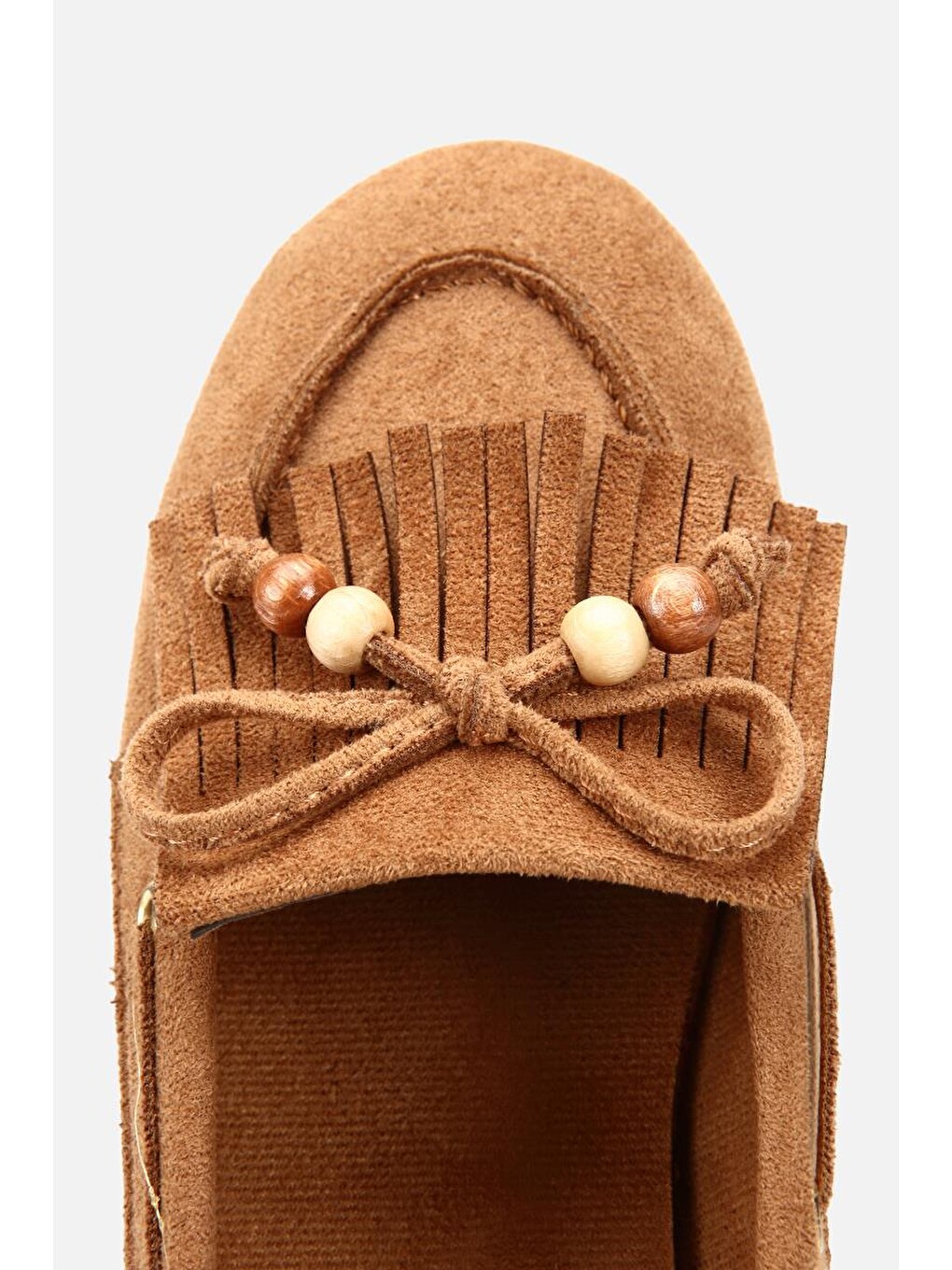 Kahverengi Kadın Taba Süet Fiyonk Detaylı Bağcıklı Loafer-4