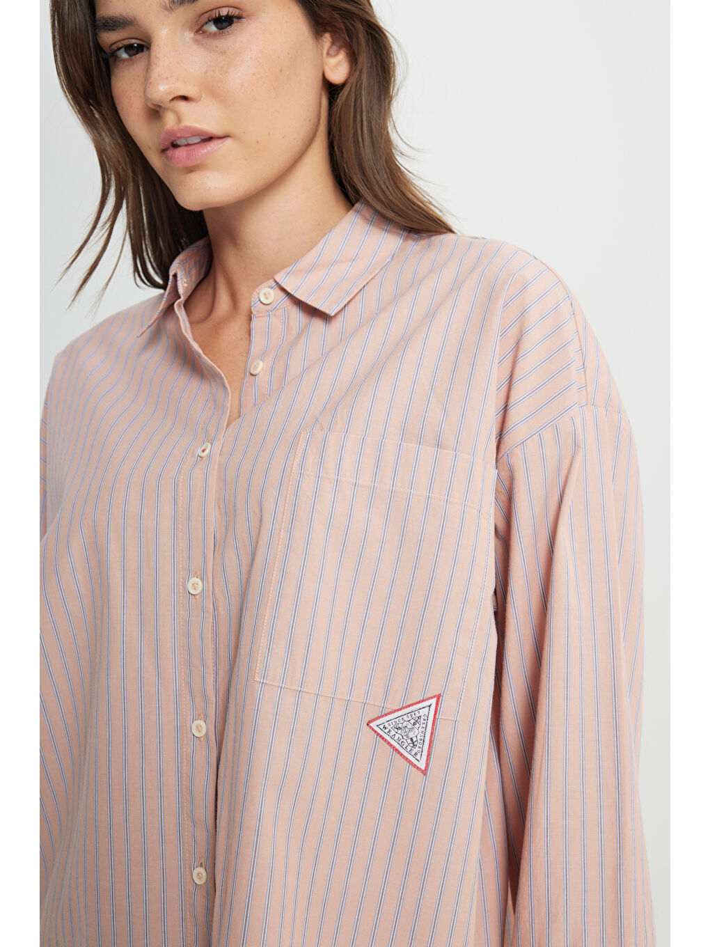 Loose Fit Rahat Kesim %100 Pamuk Bej Gömlek-5