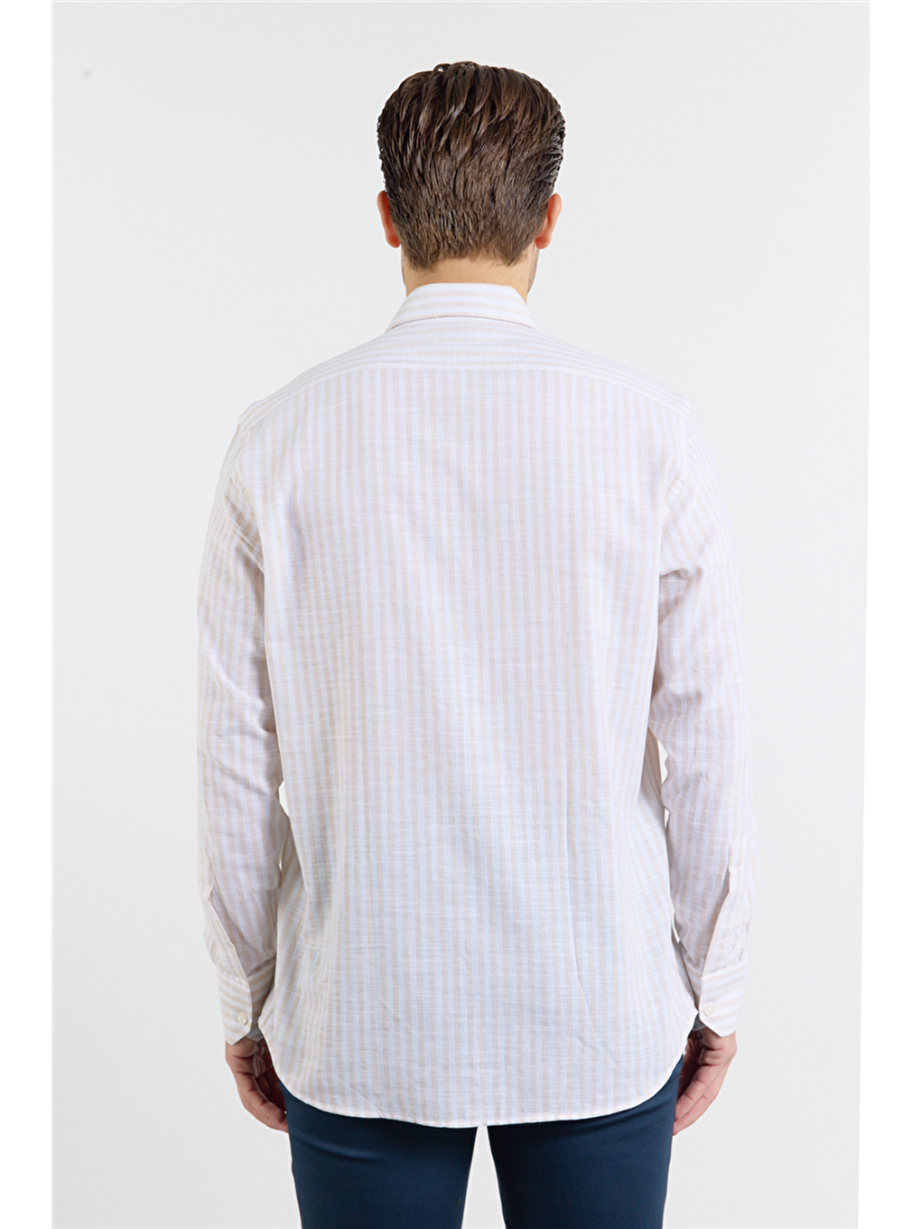 Bej Kısalabilir Kol Cepsiz Pamuk Casual Comfort Fit Gömlek 1004250128-4