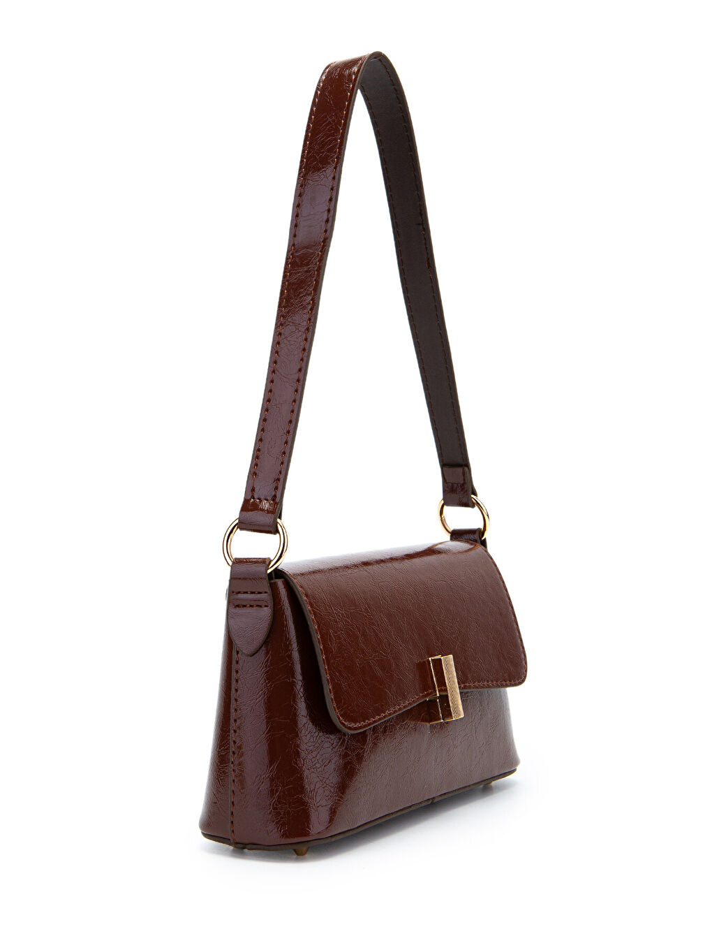 Kapaklı Baget Lara Kadın El Ve Omuz Çanta Kahverengi-1