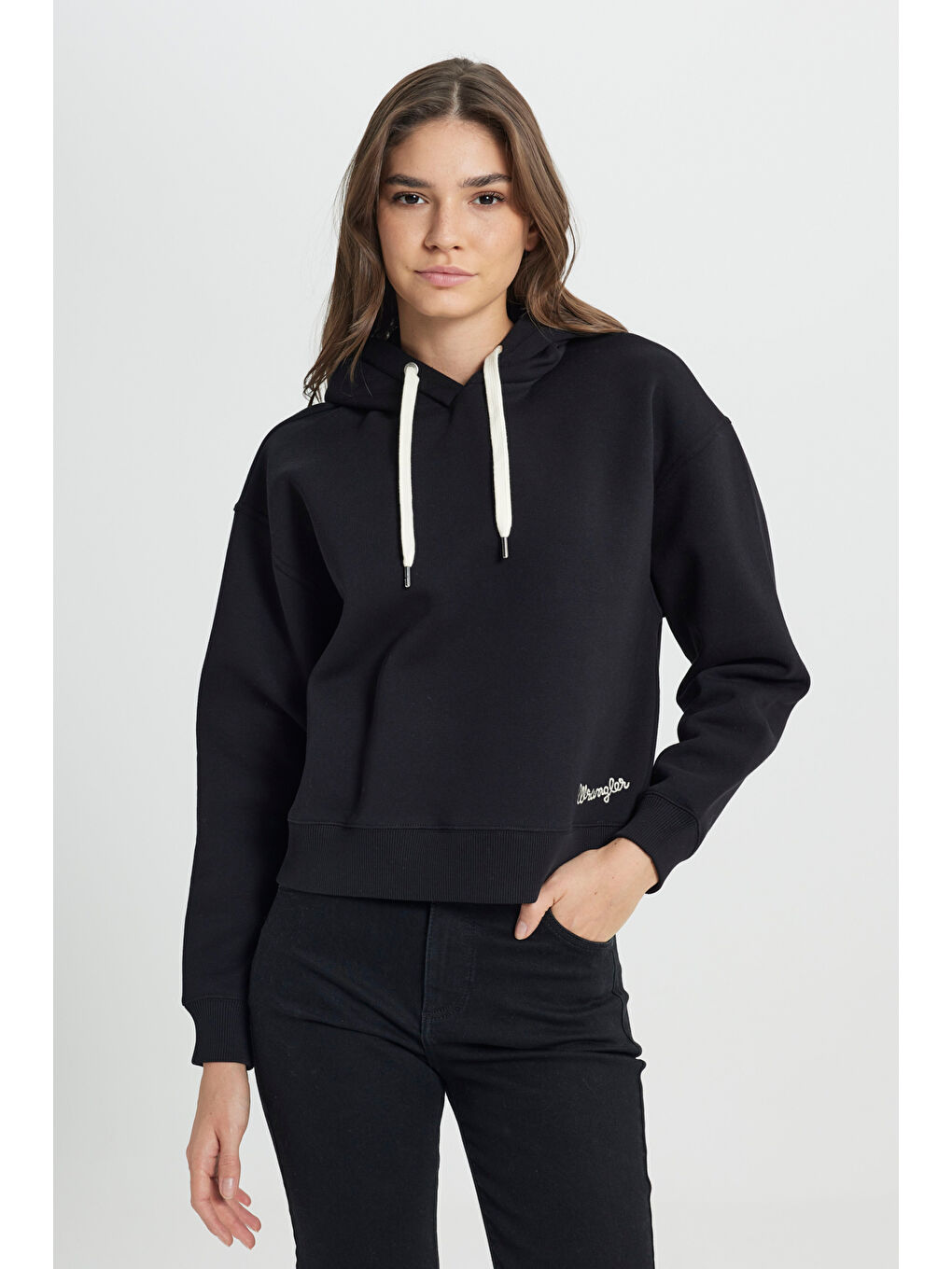 Regular Fit Normal Kesim Kapüşonlu İçi Polarlı Siyah Sweatshirt-2