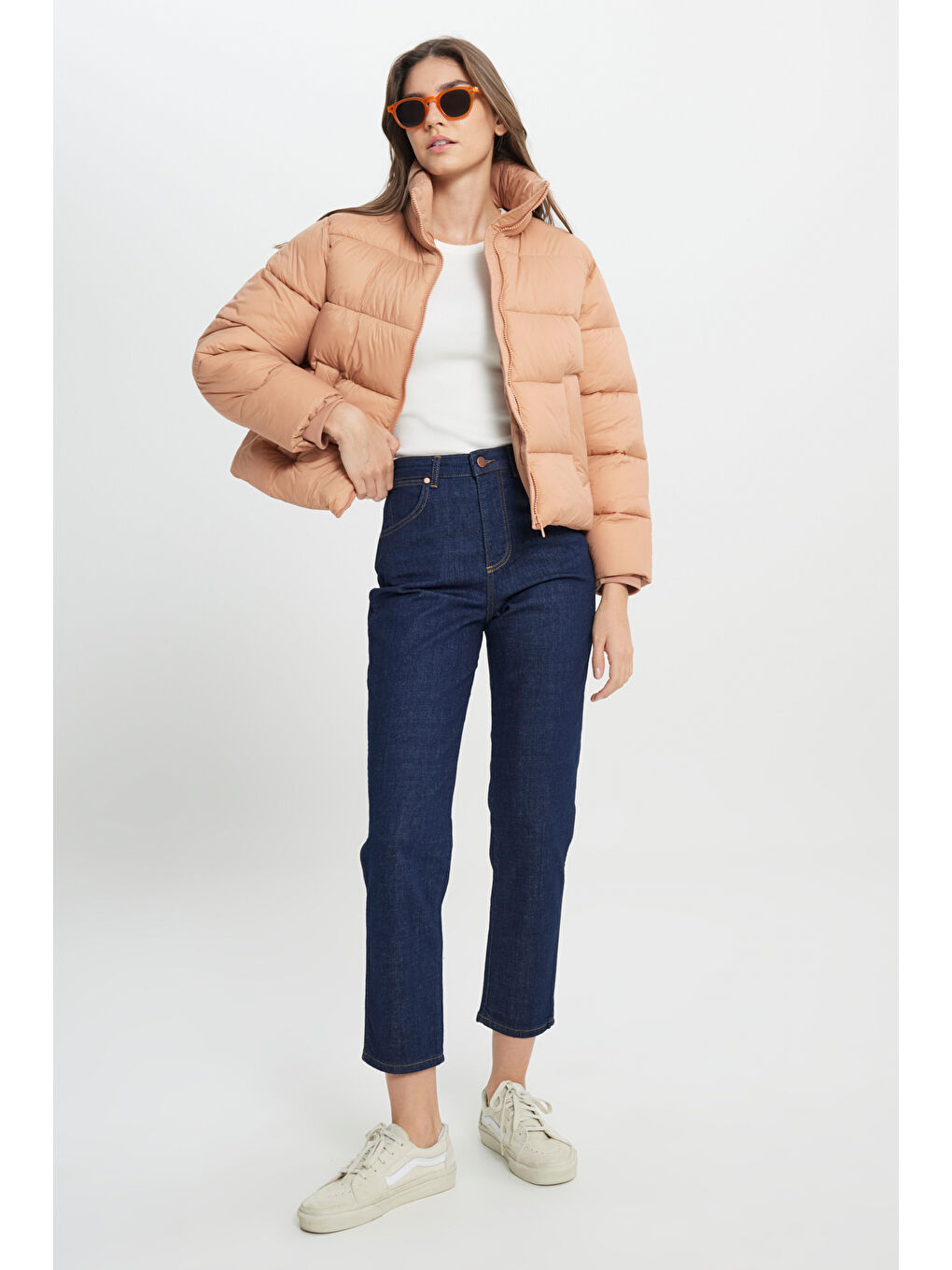 Loose Fit Rahat Kesim Pembe Şişme Mont-2