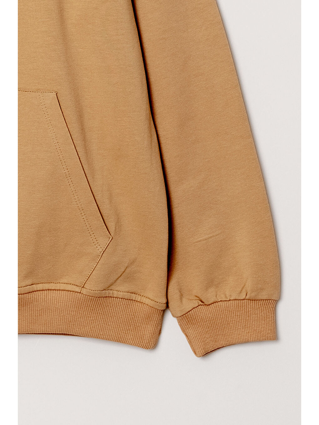 Erkek Çocuk Bej Kapüşonlu Kanguru Cepli 5-13 Yaş Sweatshirt- 3536-1-2