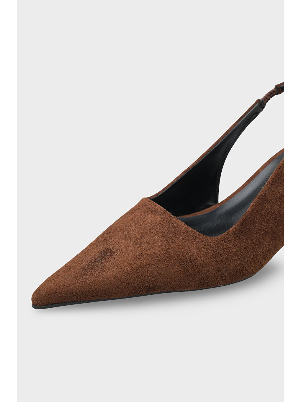 Kahverengi Lynett Sivri Burunlu Orta Topuklu Arkası Kare Arkadan Bantlı Kadın Ayakkabı-2