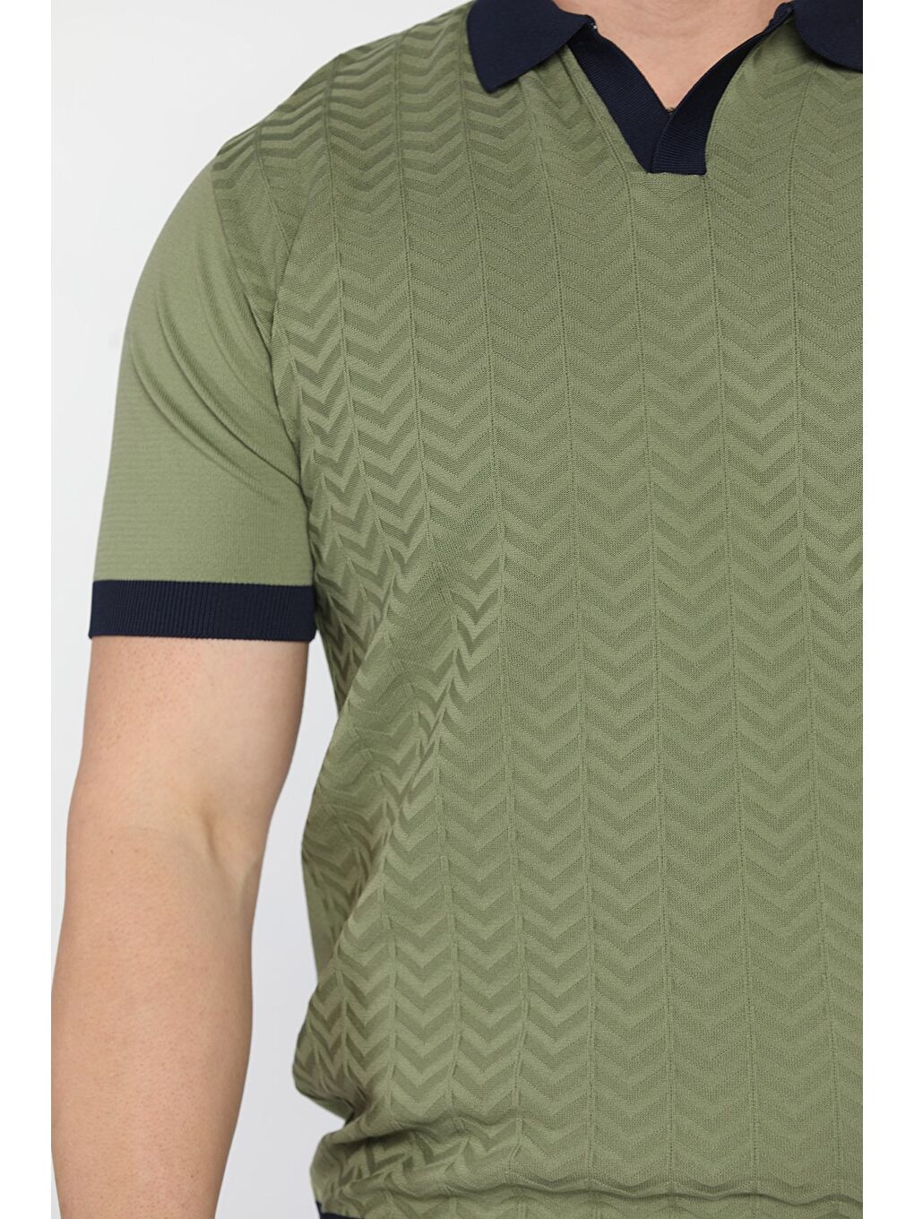 Haki Polo Yaka Erkek Triko Tişört-3