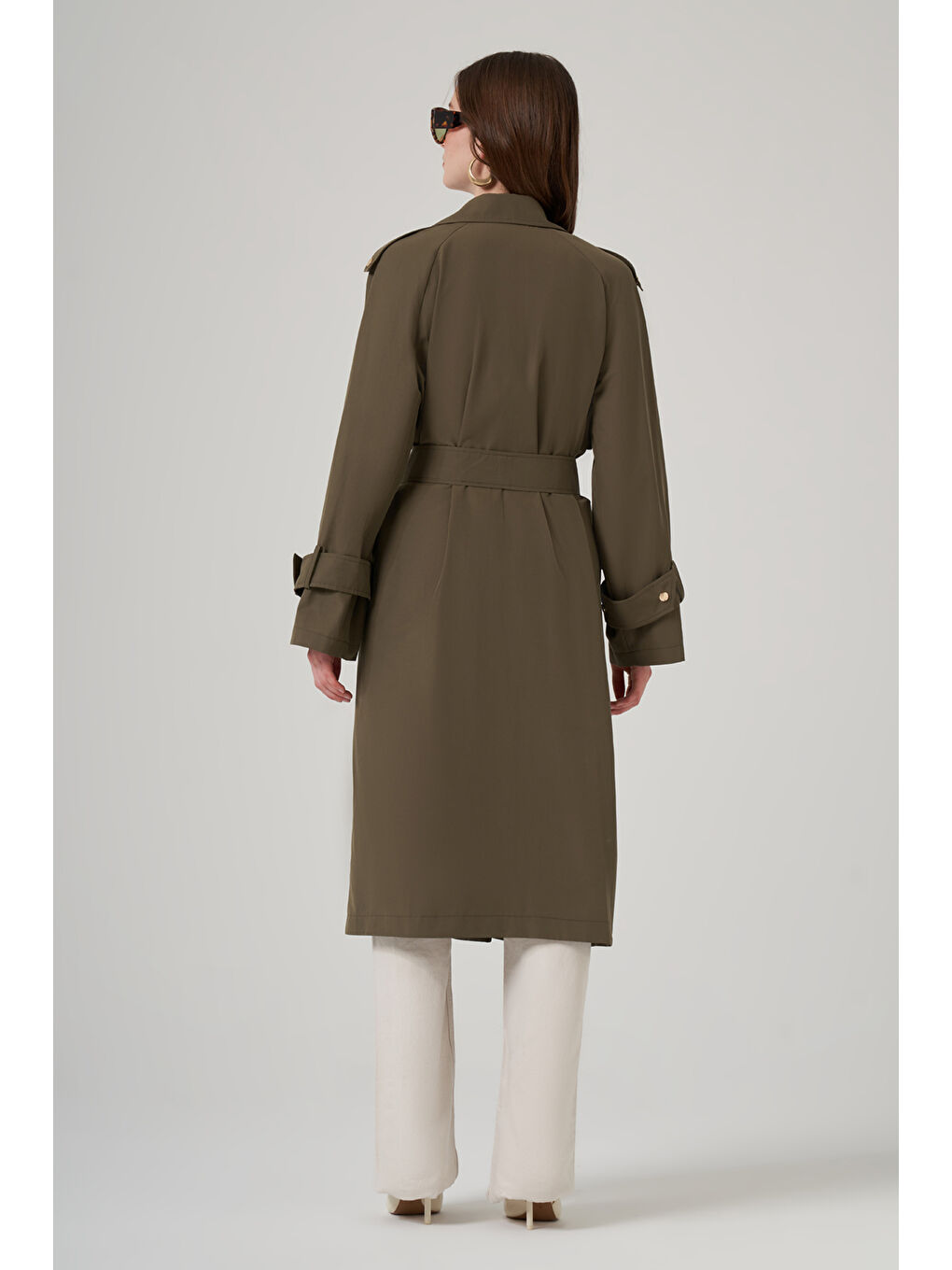 Kuşak Detay Kap Ceket 6045 Haki-2