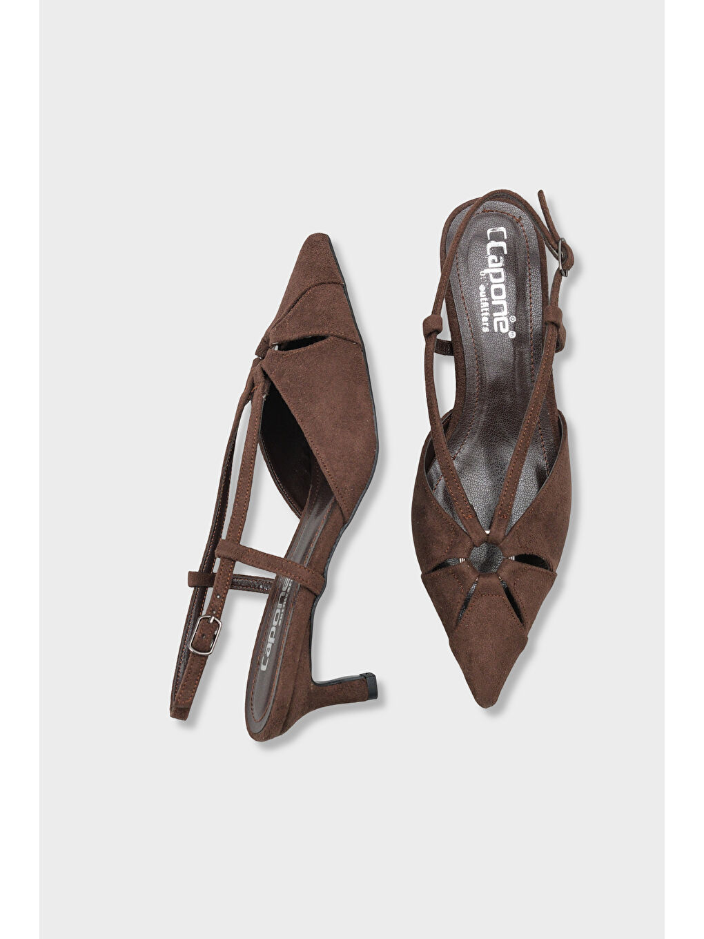 Kahverengi Faydra Sivri Burunlu Orta Topuklu Arkası Açık Kadın Ayakkabı-4