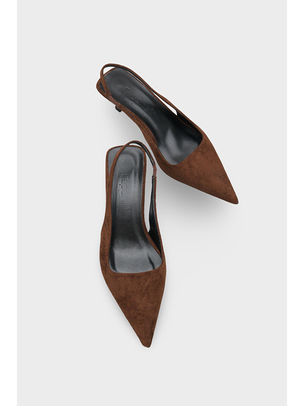 Kahverengi Lynett Sivri Burunlu Orta Topuklu Arkası Kare Arkadan Bantlı Kadın Ayakkabı-4