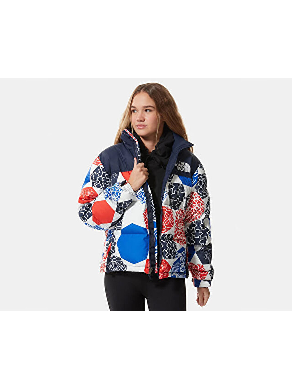 Karışık W Printed 1996 Retro Nuptse Jacket Kadın Outdoor Montu Nf0a5ıxk3h11 Çok Renkli-9
