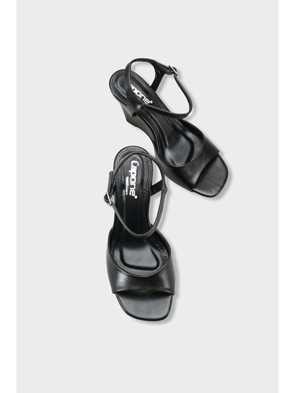 Siyah Fanni Hakiki Deri Astarlı Feta Dolgu Topuklu Bilekten Bantlı Kadın Ayakkabı-5