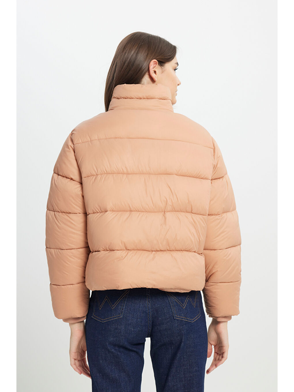 Loose Fit Rahat Kesim Pembe Şişme Mont-5