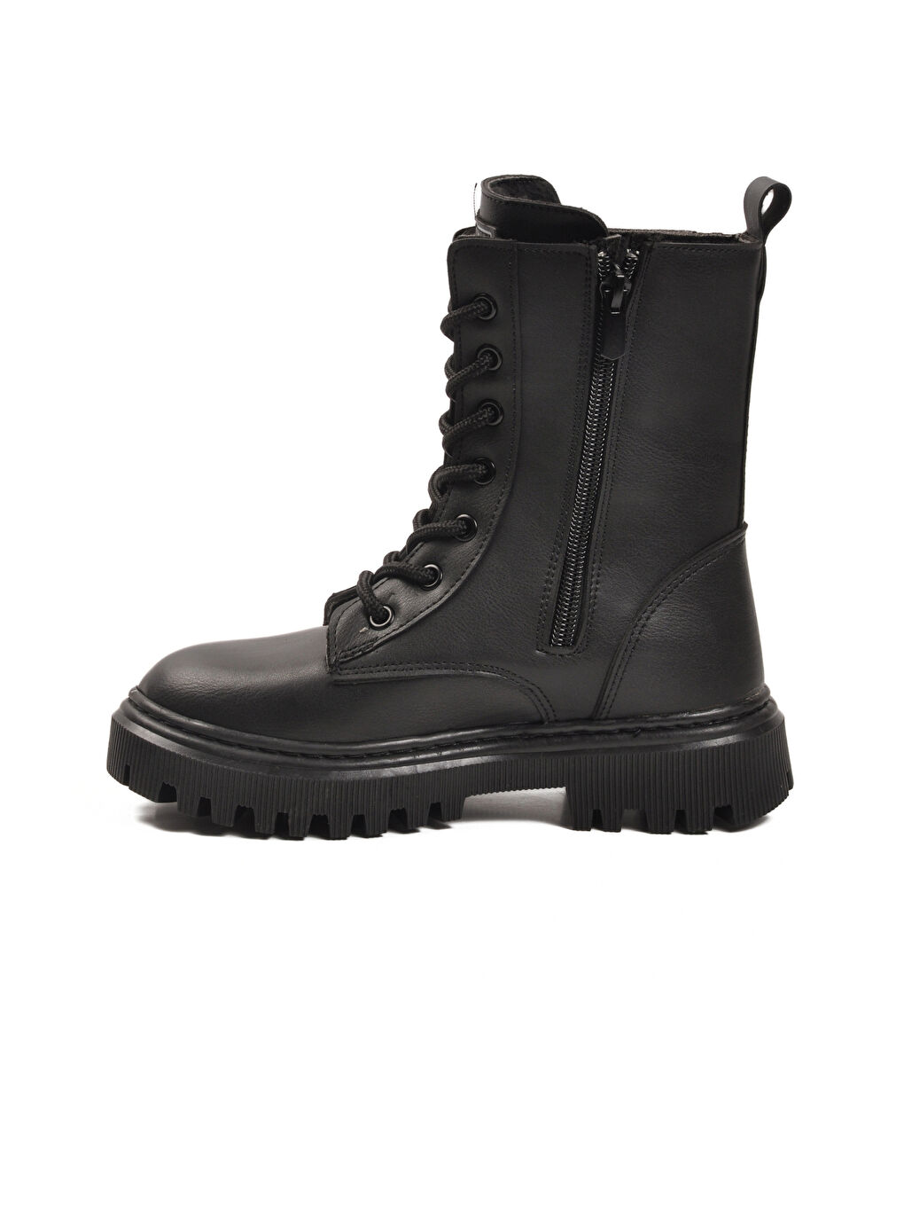 Siyah İçi Kürklü Bağcıklı Fermuarlı Kız Çocuk Bot 2005 F-1