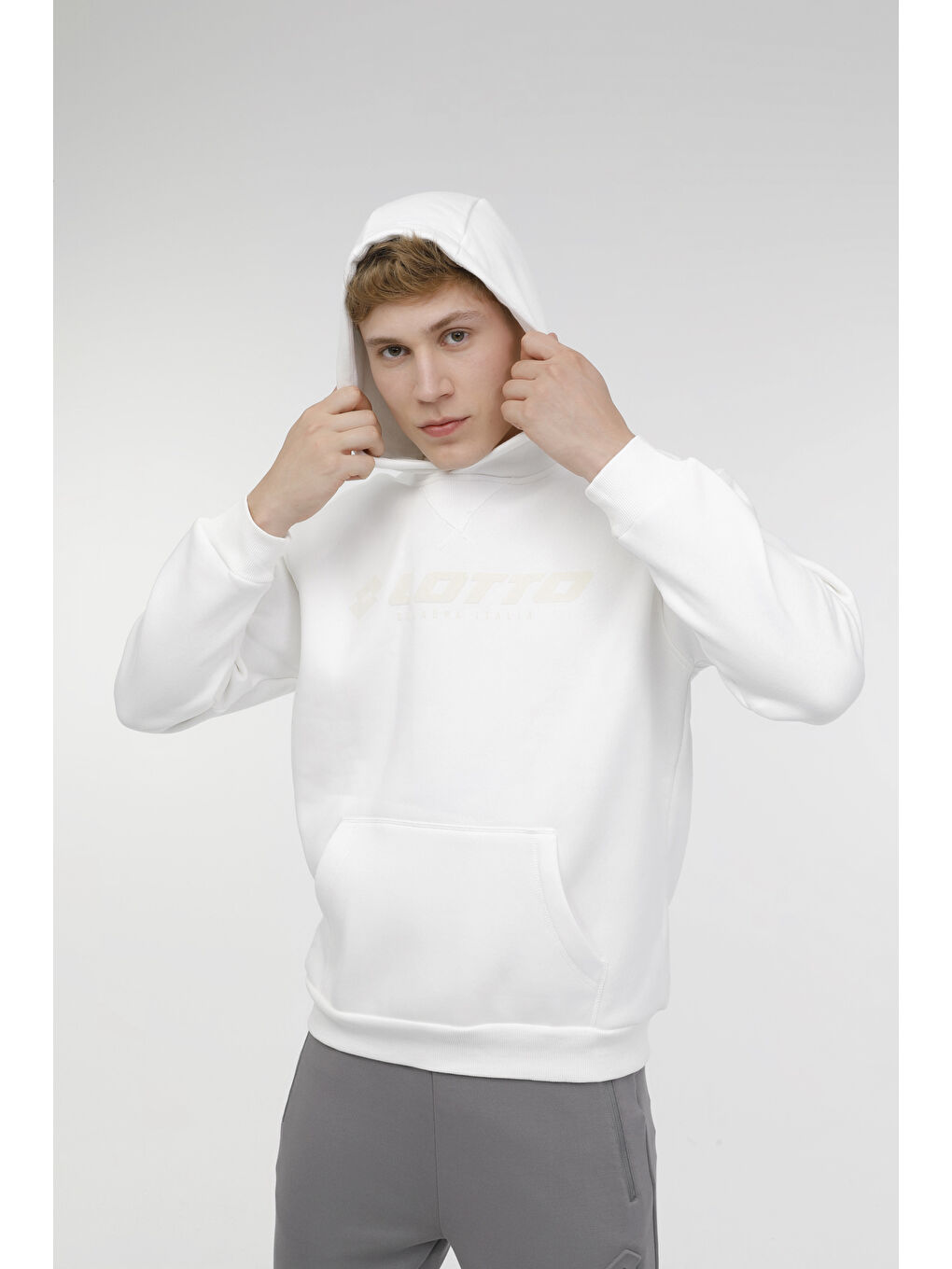 LOTTO Bej M-BENITO HOODIE SWT 3PR Ekru Erkek Sweatshirt