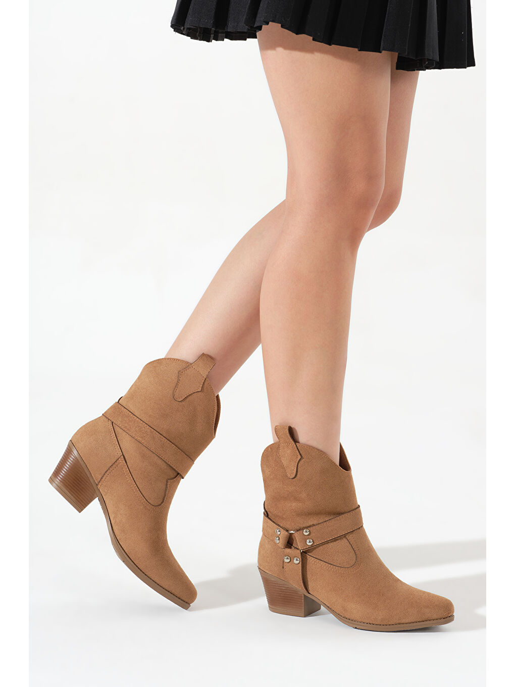 Kahverengi Kadın Taba Süet Termo Taban Sivri Burunlu Western Kovboy Bot