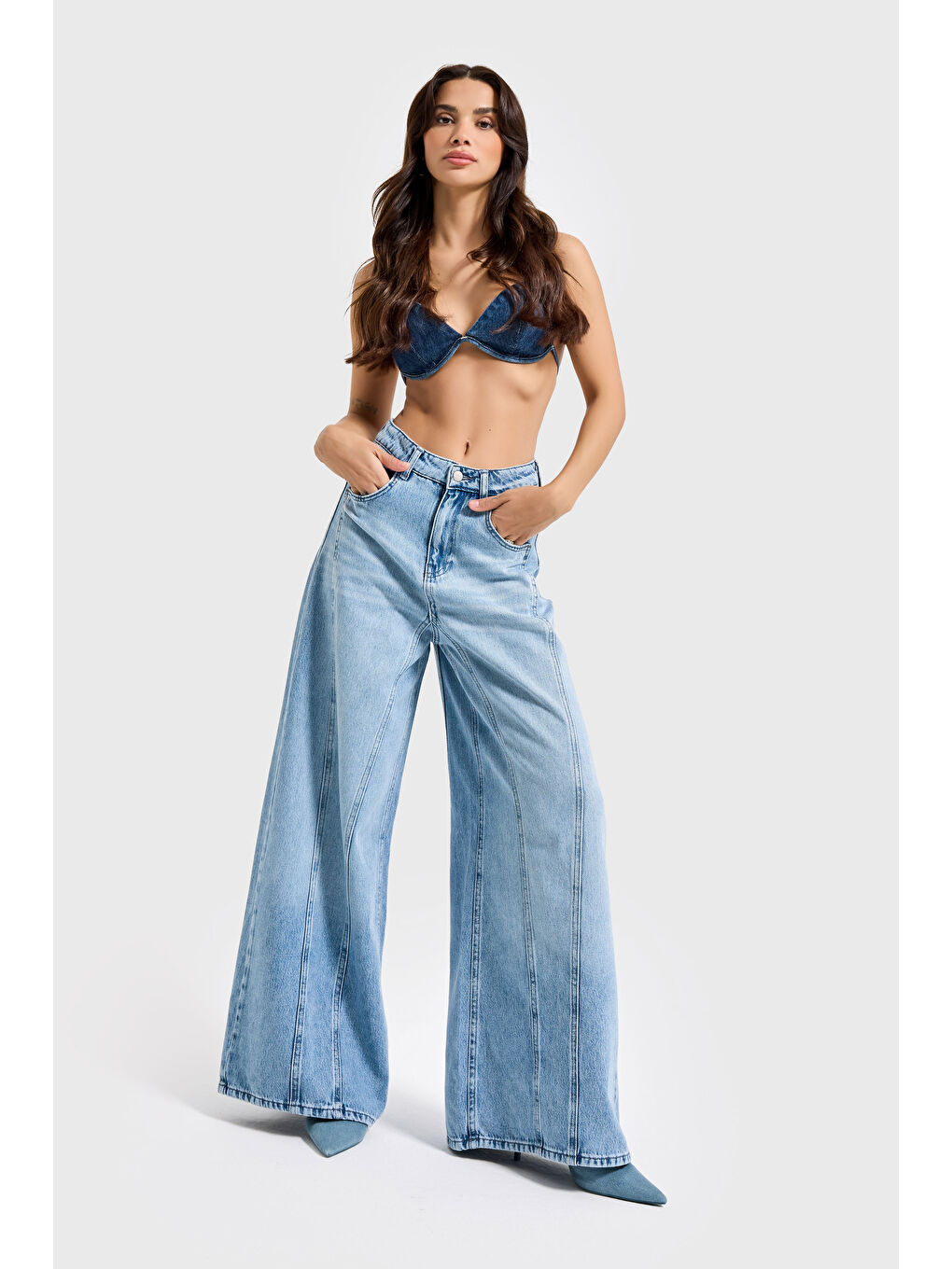 Mavi Kadın Ice Jean Rengi 4s6-27 Palazzo Fit Viskon Kumaş Denim Jean-4