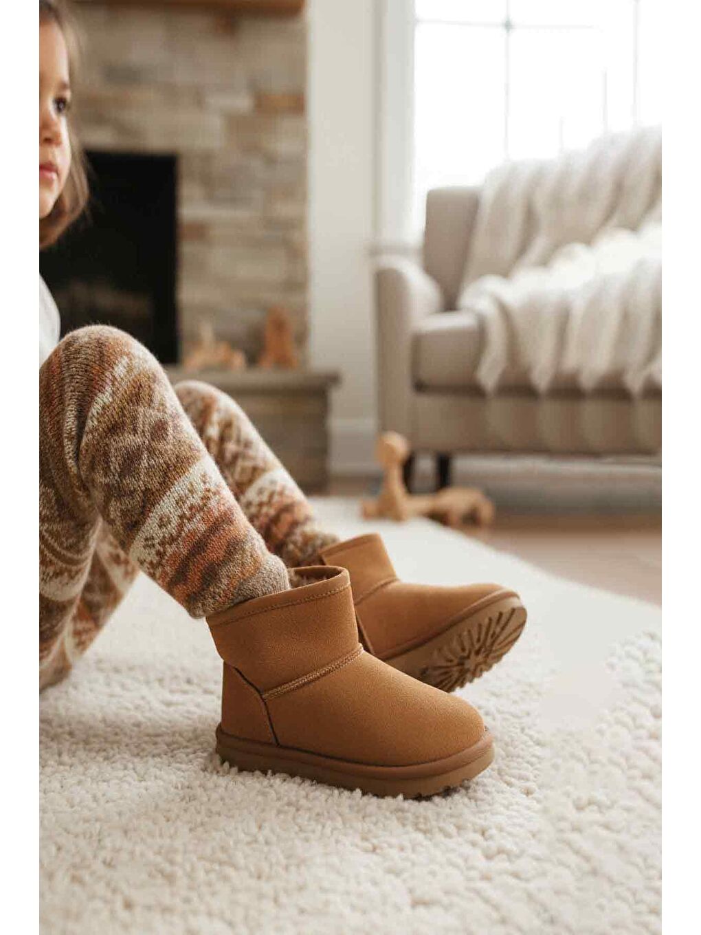 Kahverengi Taba İçi Kürklü Fermuarlı Kız Çocuk Bot 2096 P-2