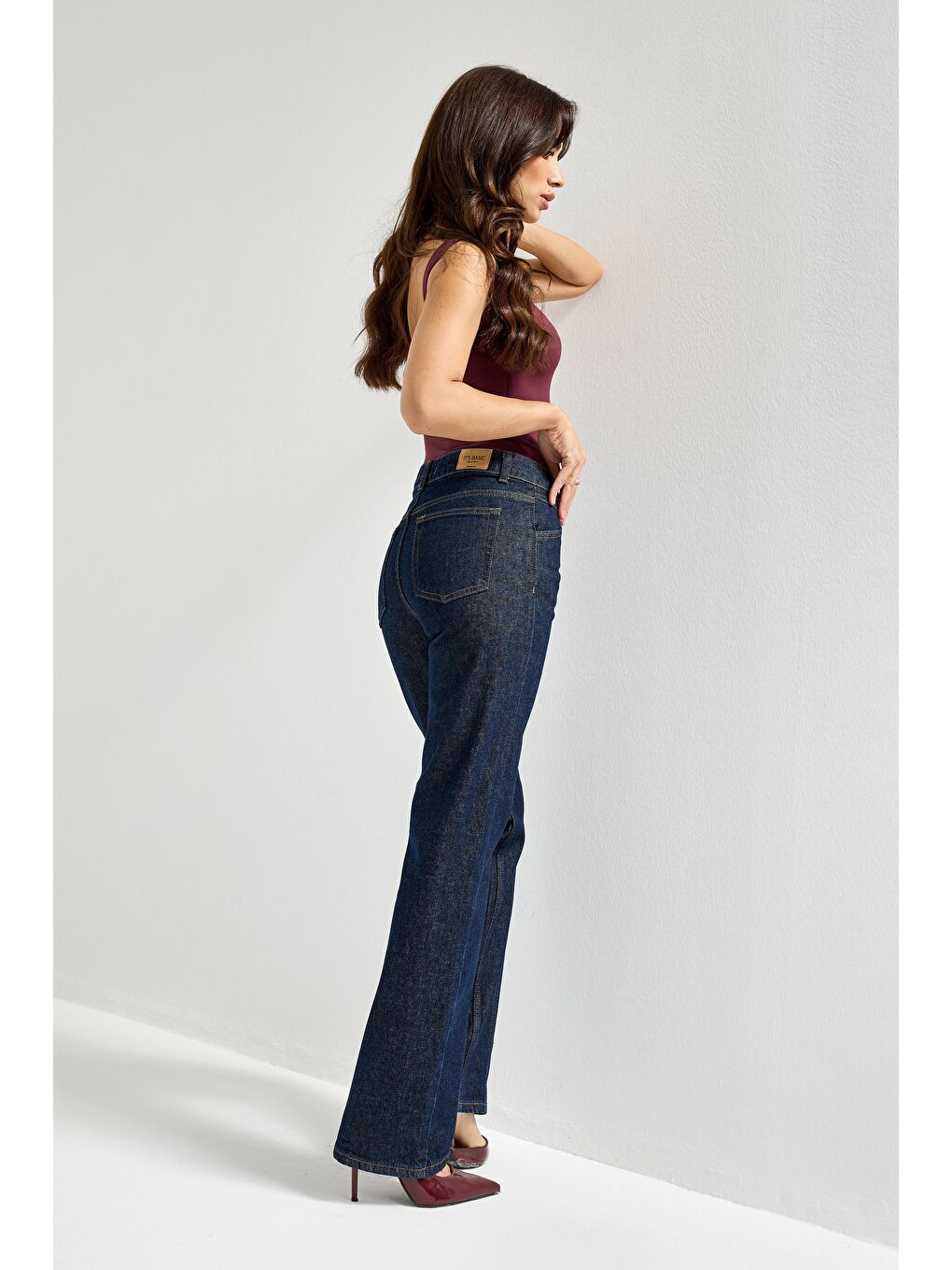 Kadın İndigo Renk 7s6-50 Straight Slim Fit %100 Pamuk Denim Jean-1