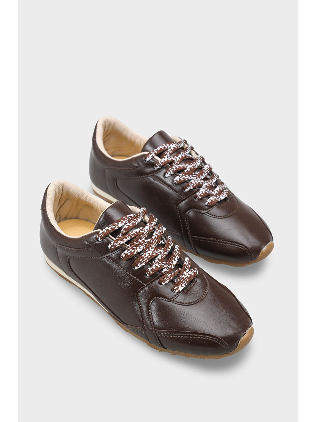 Kahverengi Catarina Yan Şerit Detaylı Bağcıklı Günlük Spor Kadın Sneaker Ayakkabı-1