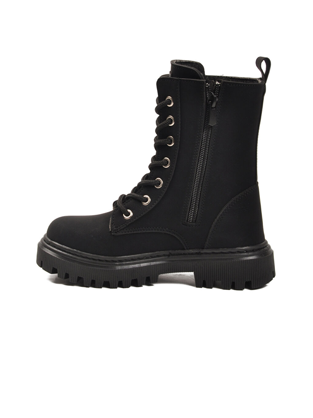 Bordo Siyah Zümrüt İçi Kürklü Bağcıklı Fermuarlı Kız Çocuk Bot 2005 F-1