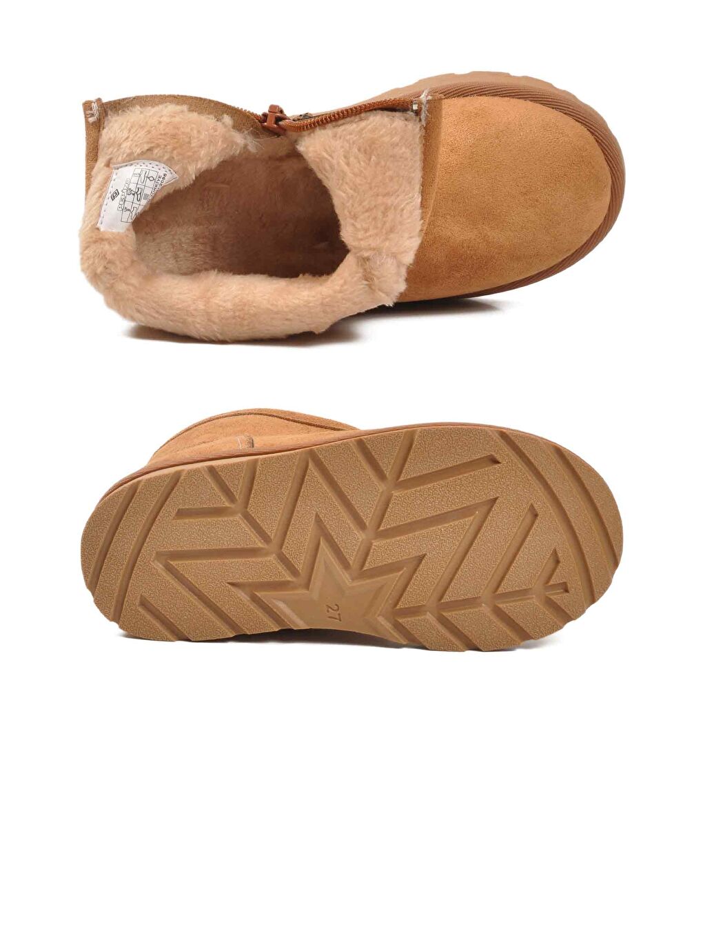 Kahverengi Taba İçi Kürklü Fermuarlı Kız Çocuk Bot 2096 P-4