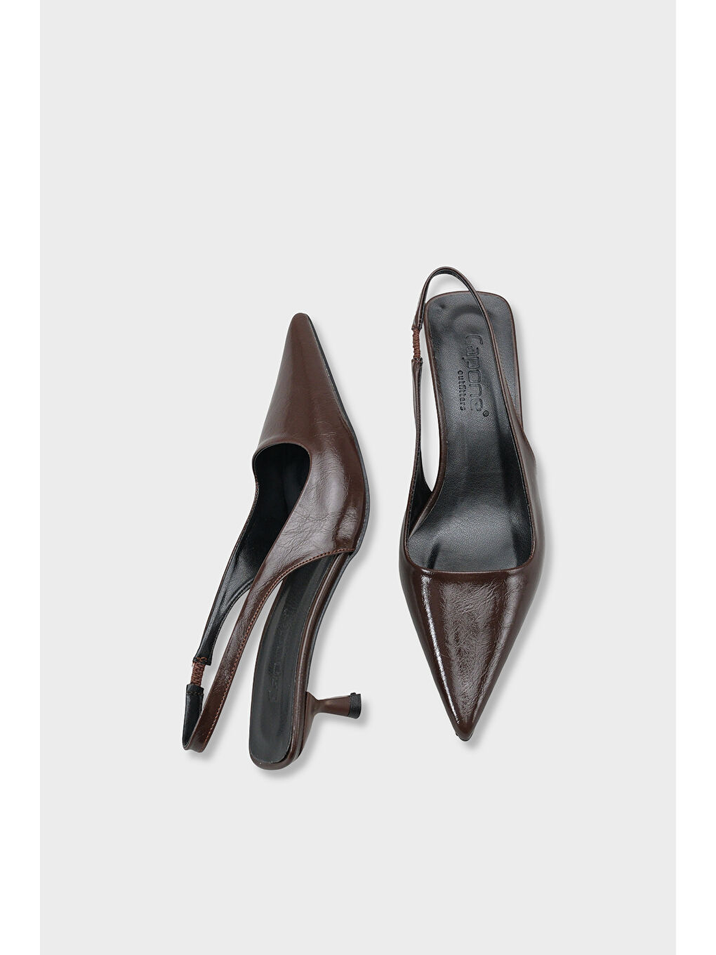 Kahverengi Lynett Sivri Burunlu Orta Topuklu Arkası Kare Arkadan Bantlı Kadın Ayakkabı-3