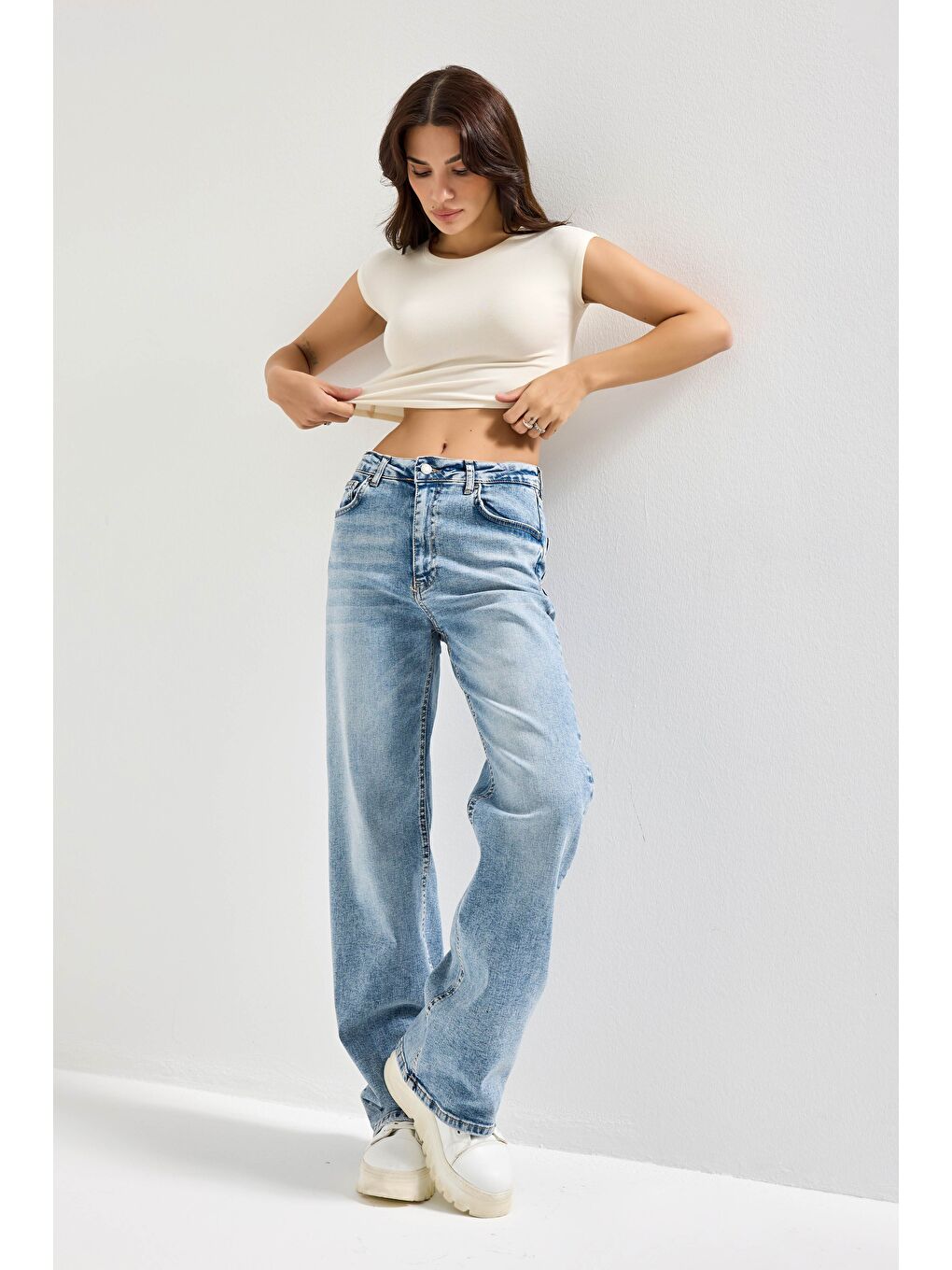 Mavi Kadın Ice Jean Rengi 4s6-99 Straight Fit Yüksek Bel Elastan Kumaş Denim Jean-1