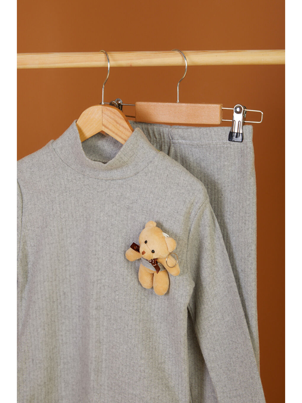 Kız Çocuk Gri Ayıcıklı İkili Takım - 26547-1