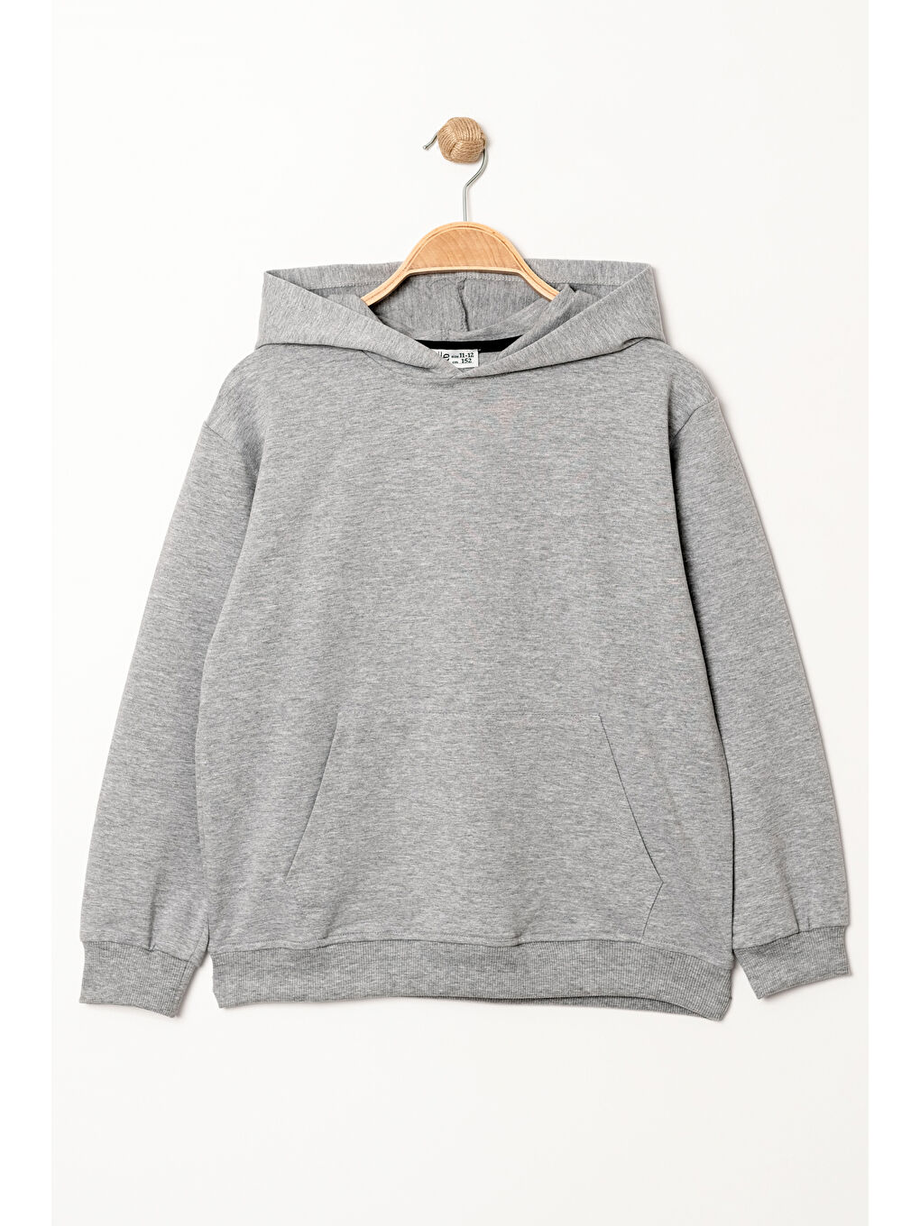 Bi&Em Smile Gri Erkek Çocuk Gri Kapüşonlu Kanguru Cepli 5-13 Yaş Sweatshirt- 3536-3