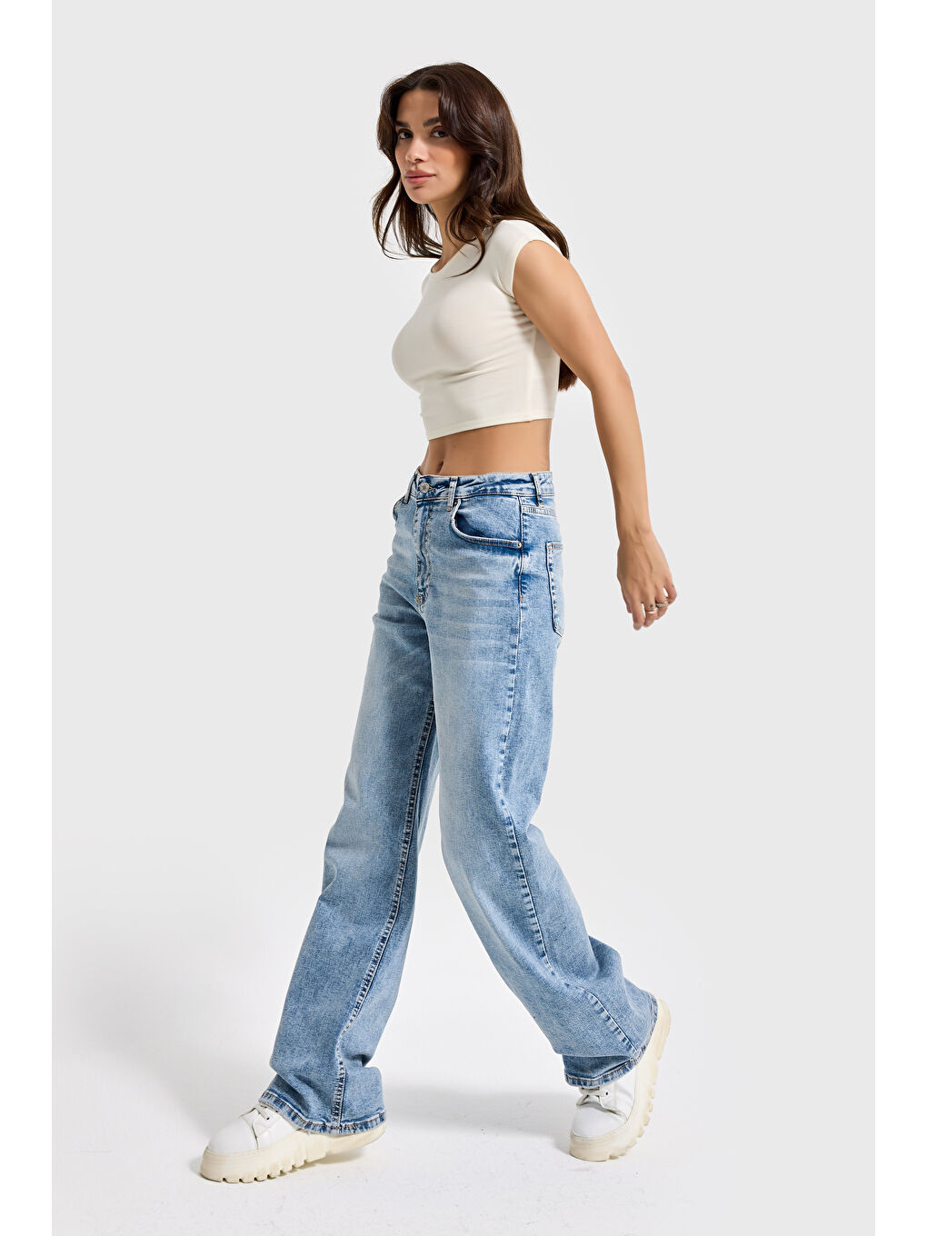 Mavi Kadın Ice Jean Rengi 4s6-99 Straight Fit Yüksek Bel Elastan Kumaş Denim Jean-3