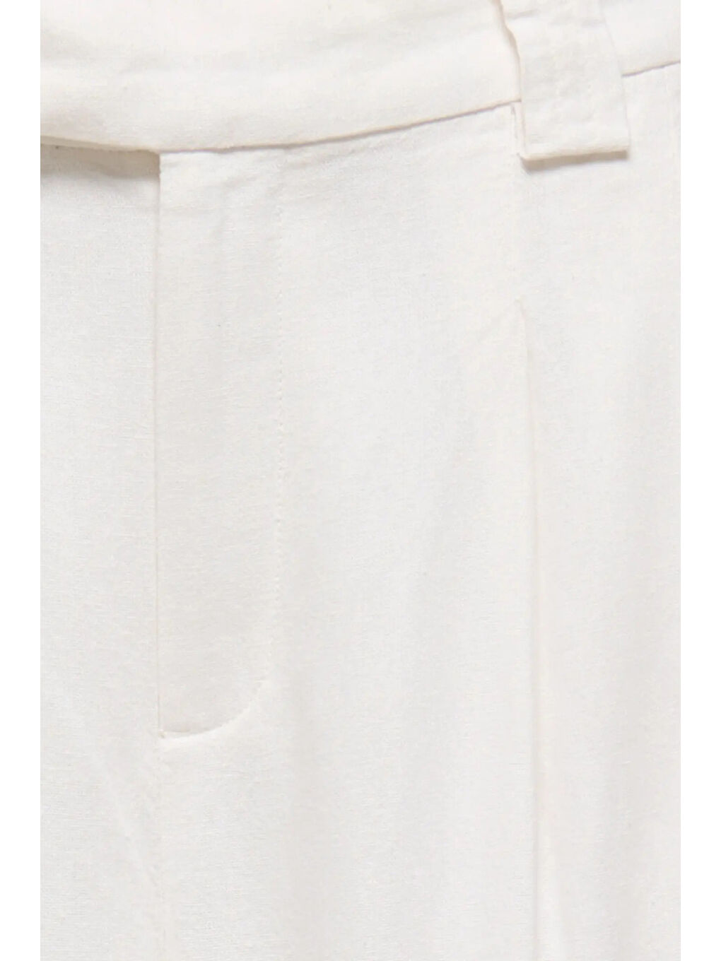 Ekru Onlsvea Keten Karışımlı Regular Fit Orta Bel Kadın Pantolon 15364120-2