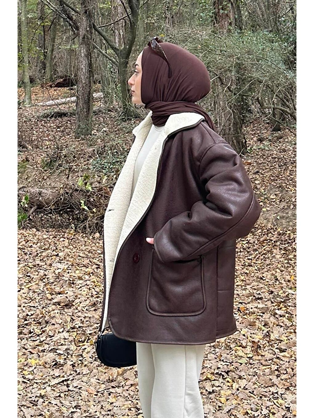 Ön Cep Detaylı Süet Mont Acı Kahverengi-1