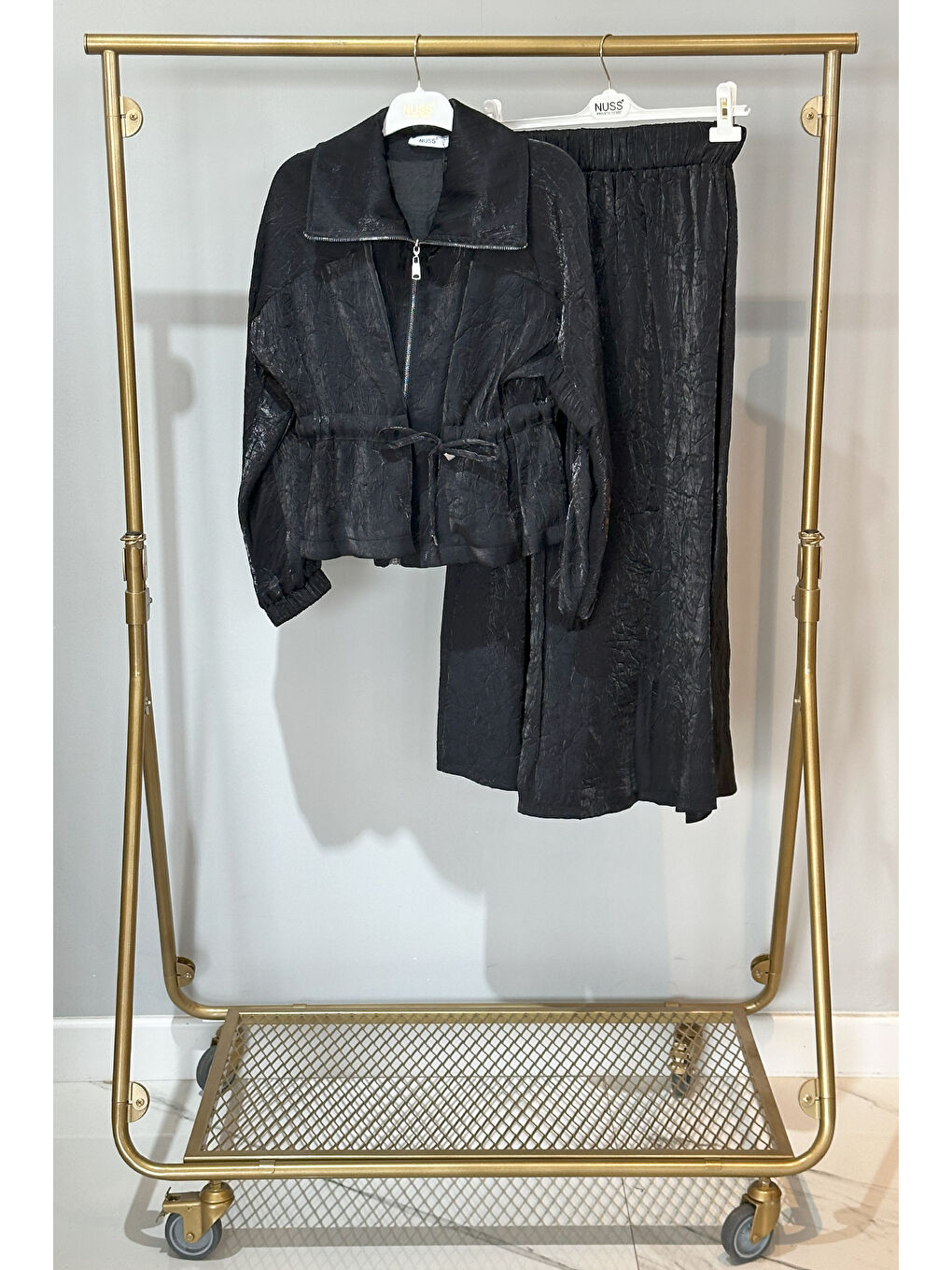 Bel Büzgülü Kısa Ceket Etekli Takım 1039 Siyah-1