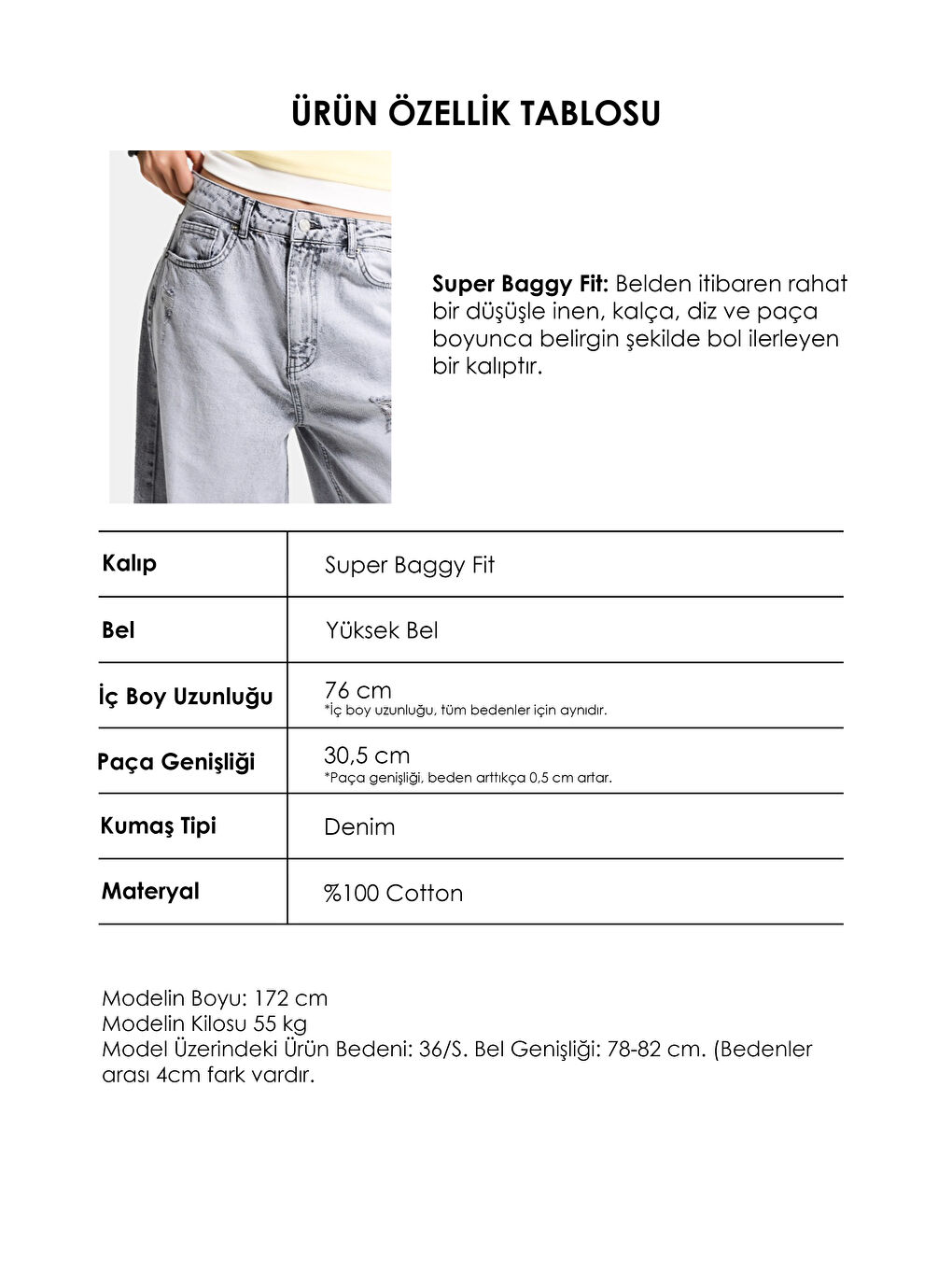 Kadın Gri 12s6-12 Süper Baggy Fit Yırtık ve Nakış Detaylı Özel Tasarım Denim Jean-3