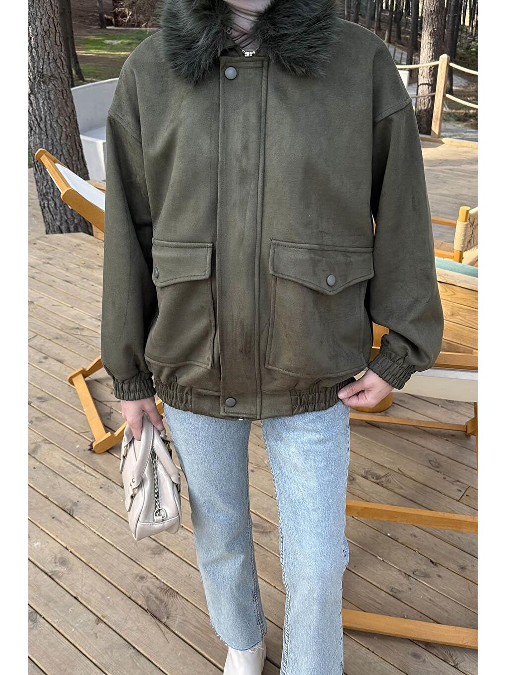 Kürk Yaka Cepli Mont Haki-2