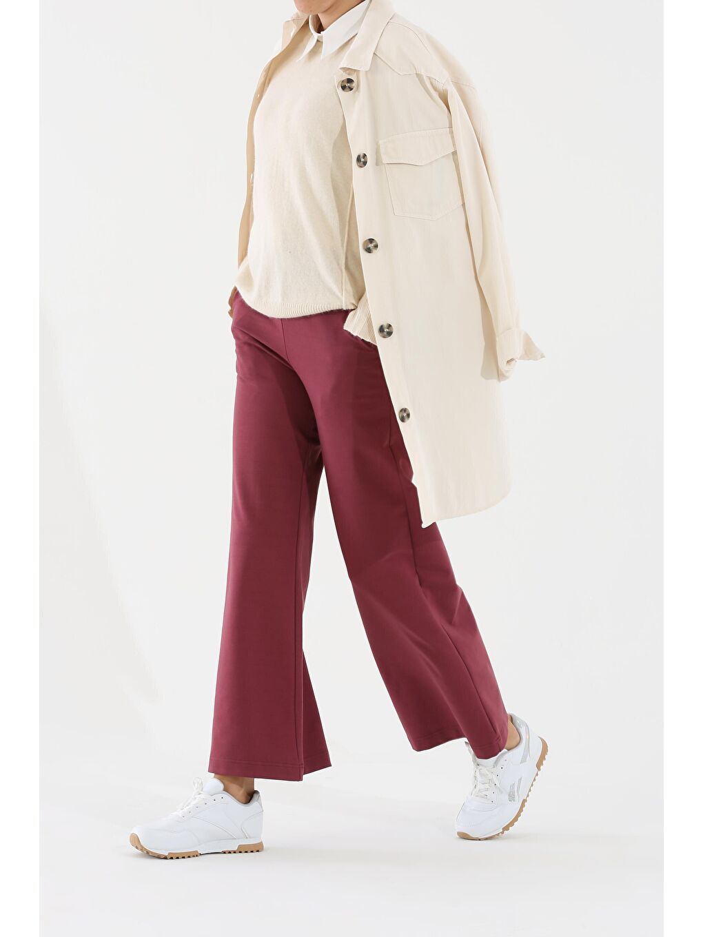 Bordo Vişne Çürüğü Lastikli Bol Paça Eşofman Altı