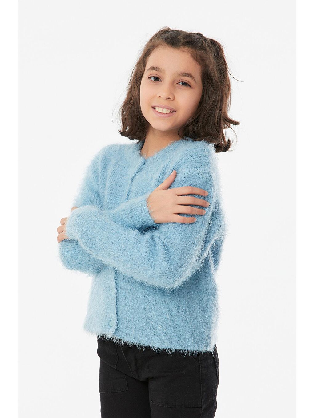 Mavi Sakallı Bisiklet Yaka Kız Çocuk Hırka-3