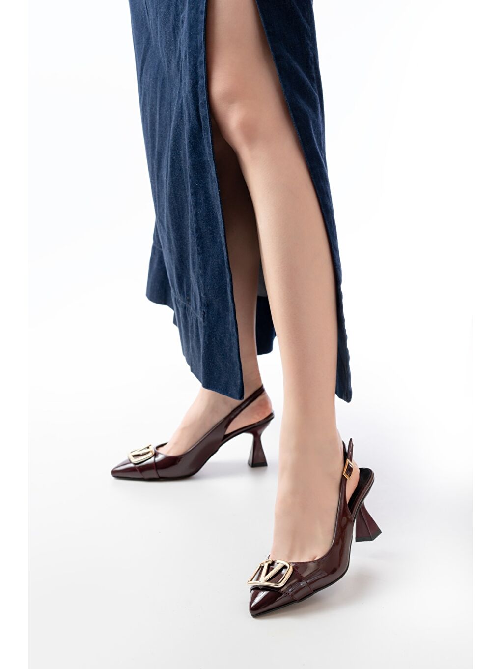 Kadın Sante Bordo Toka Detaylı Topuklu Ayakkabı-2