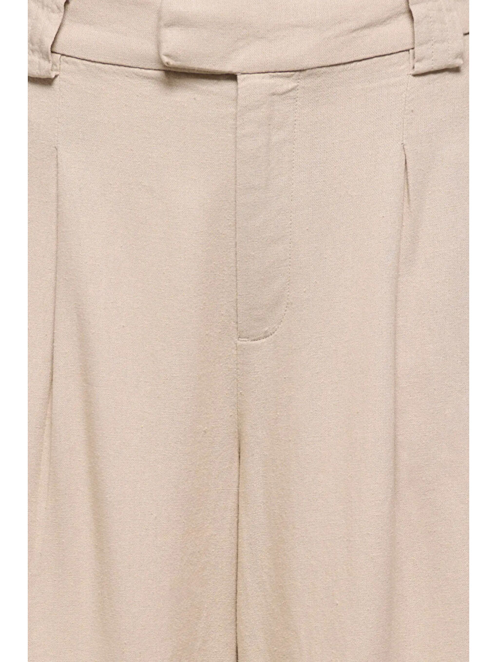 Bej Onlsvea Keten Karışımlı Regular Fit Orta Bel Kadın Pantolon 15364120-2