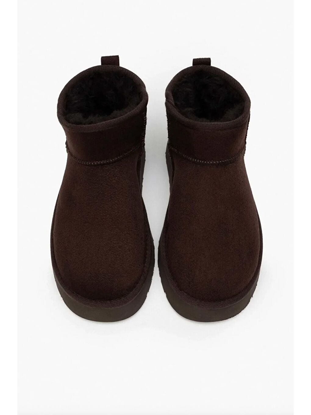 Kahverengi İçi Kürklü Kalın Taban Kısa Süet Bot-3