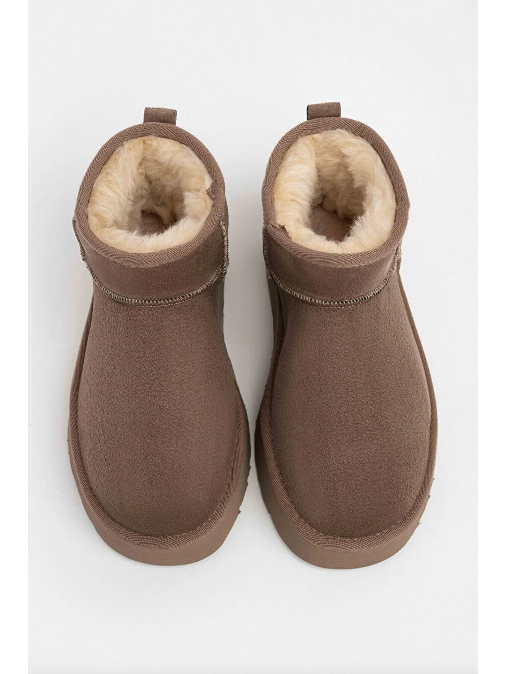Bej İçi Kürklü Kalın Taban Kısa Süet Bot