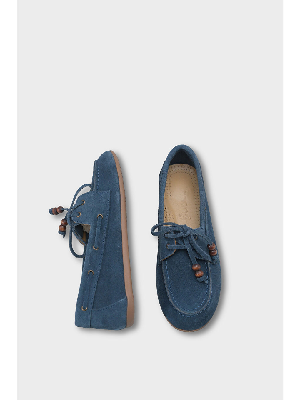 Mavi Vicki Hakiki Deri Süet Bağcıklı Boncuklu Konfor Kadın Loafer Tekne Ayakkabısı-4