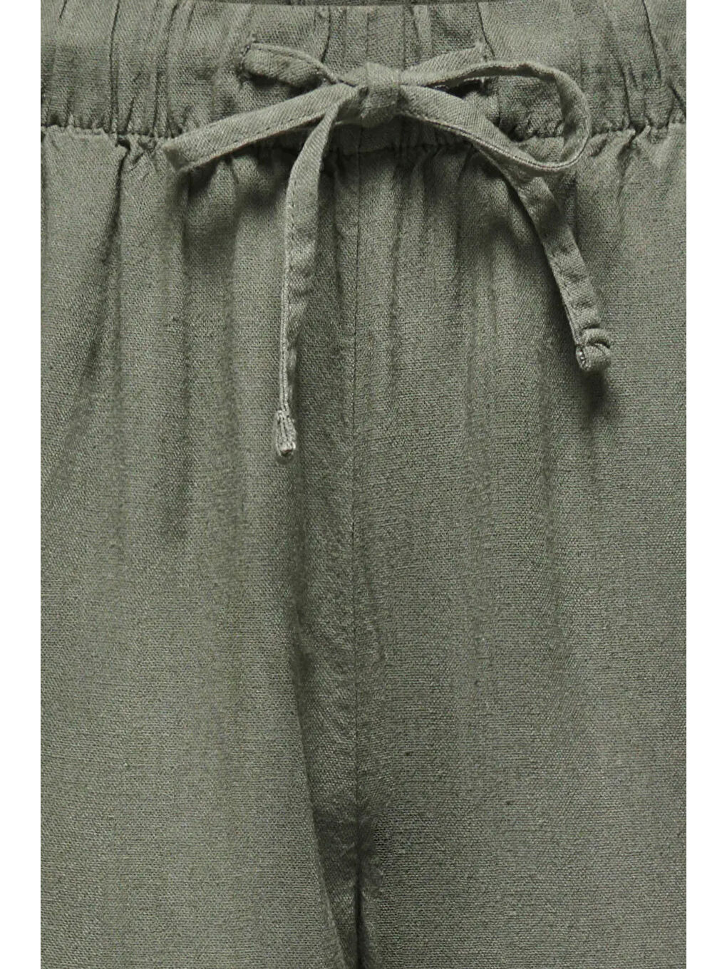 Yeşil Onlgoa Keten Karışımlı Straight Fit Orta Bel Kadın Pantolon 15363676-4