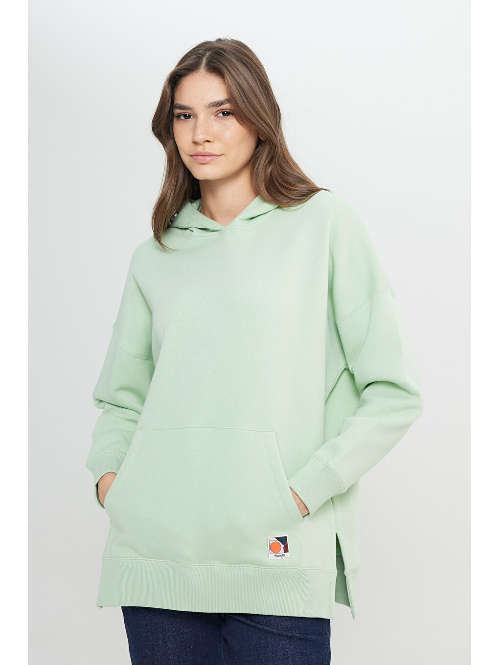 Loose Fit Rahat Kesim Kapüşonlu İçi Polarlı Gri Sweatshirt-1