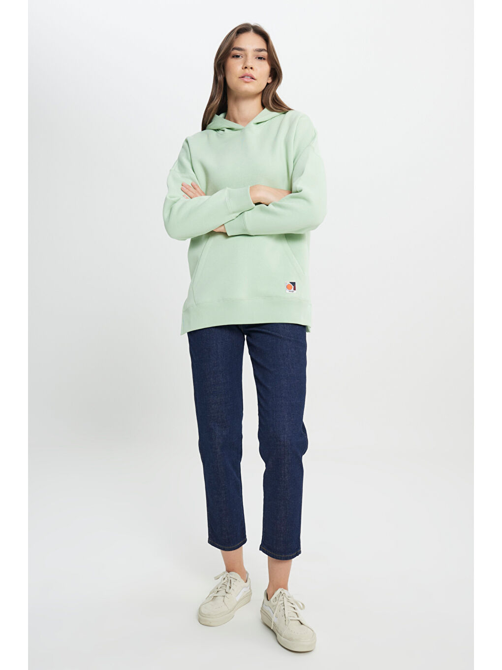 Loose Fit Rahat Kesim Kapüşonlu İçi Polarlı Gri Sweatshirt-3