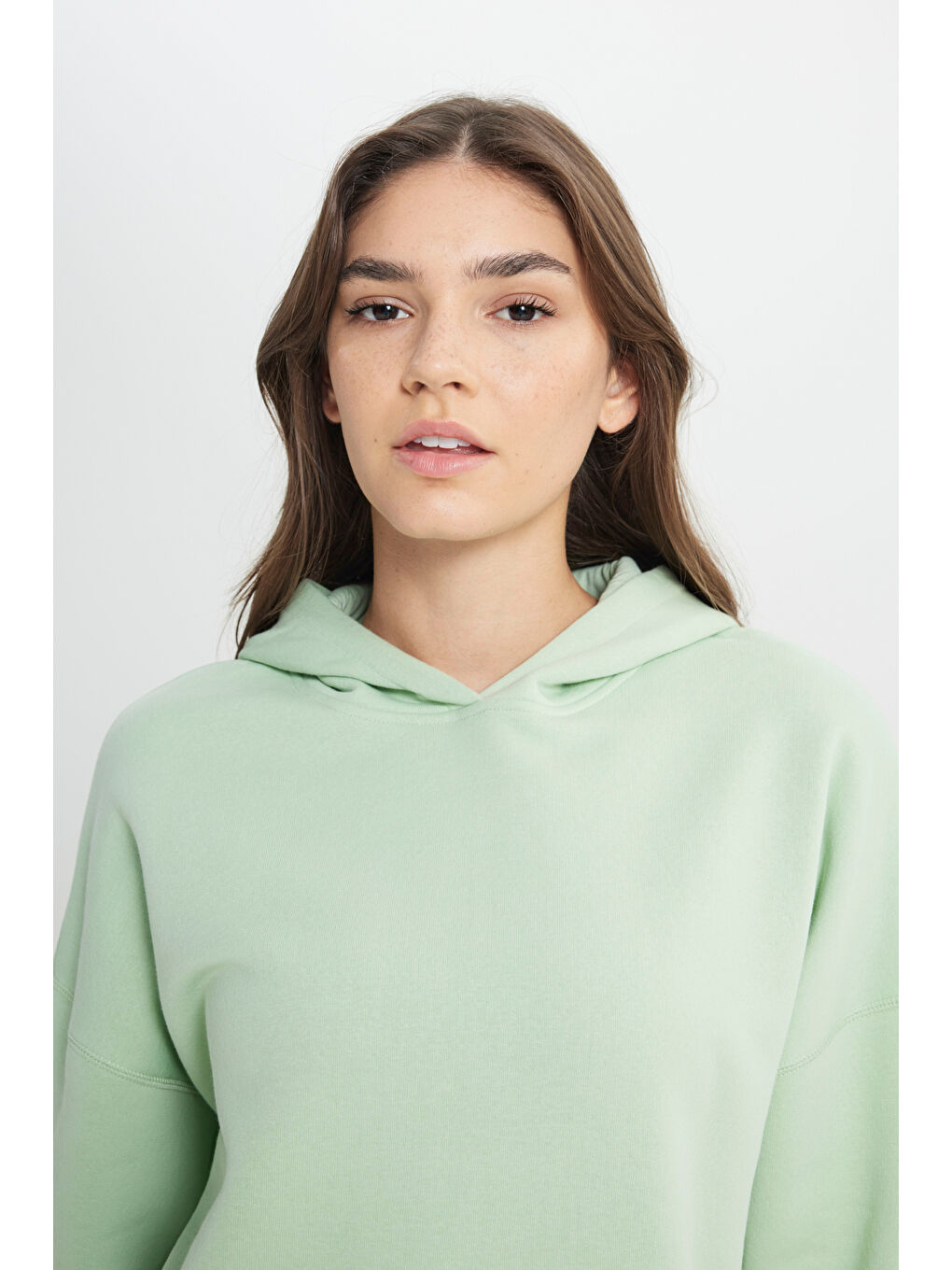 Loose Fit Rahat Kesim Kapüşonlu İçi Polarlı Gri Sweatshirt-4