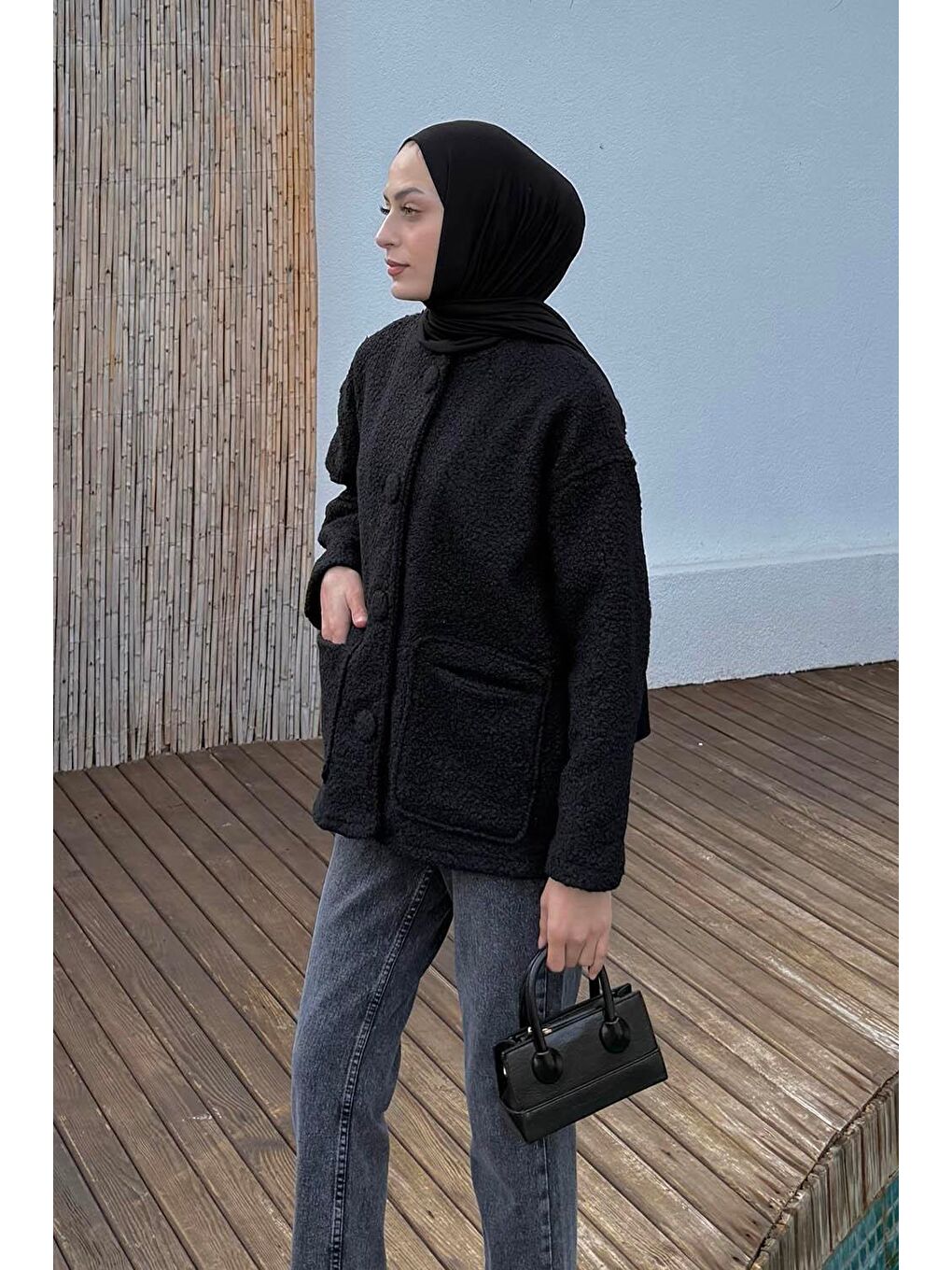 Teddy Ceket Siyah-1