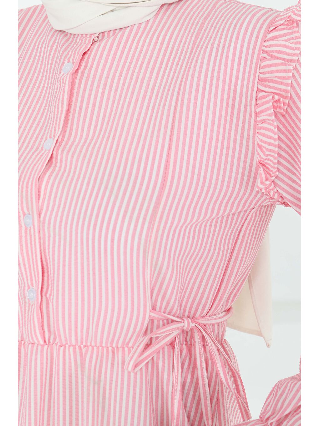 Çizgili Elbise Pembe - 27187-4