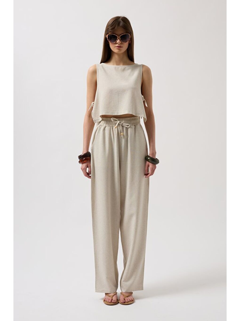 Sarı Yandan Bağlamalı Crop Bluz-1