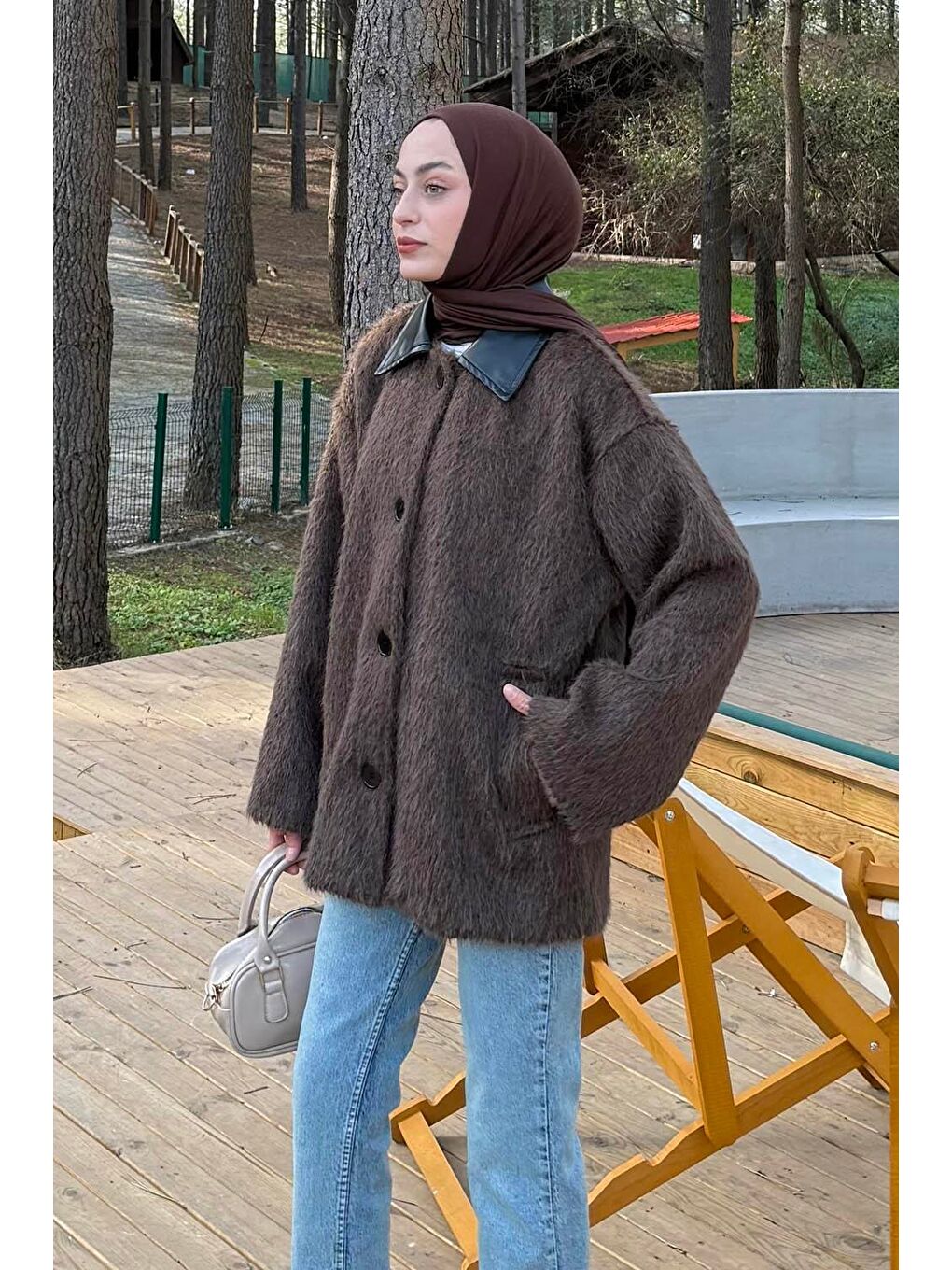 Deri Yaka Mont Acı Kahverengi-1